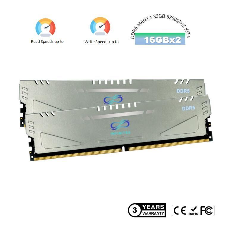 Memory Module Manta 32GB*2 16GB 64GB DDR4 5200MHz 288pins DDR5 RAM with Heat Sink