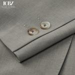 British Wool/Silk Light Gray Men's Suit for Business Casual Groom Wedding Formal
