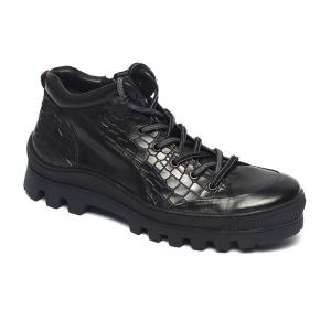 Quality Cow Leather Upper Black Mens Leather Casual Boots wholesale
