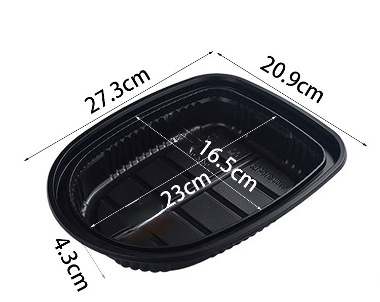 Transparent PP Roast Chicken Plastic Container Black Bottom Anti Fog Lid