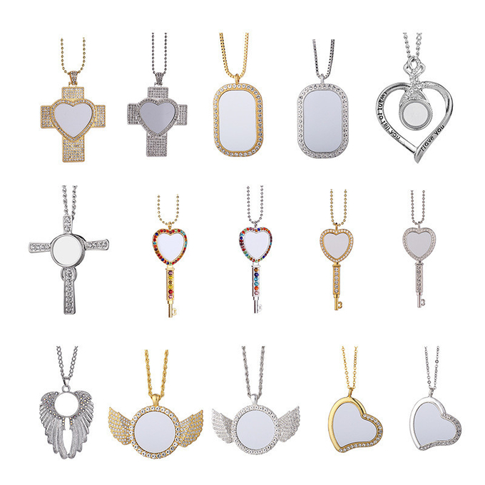 Sublimation Blanks Heart Button Necklace Sublimation Products For Valentine'S Day