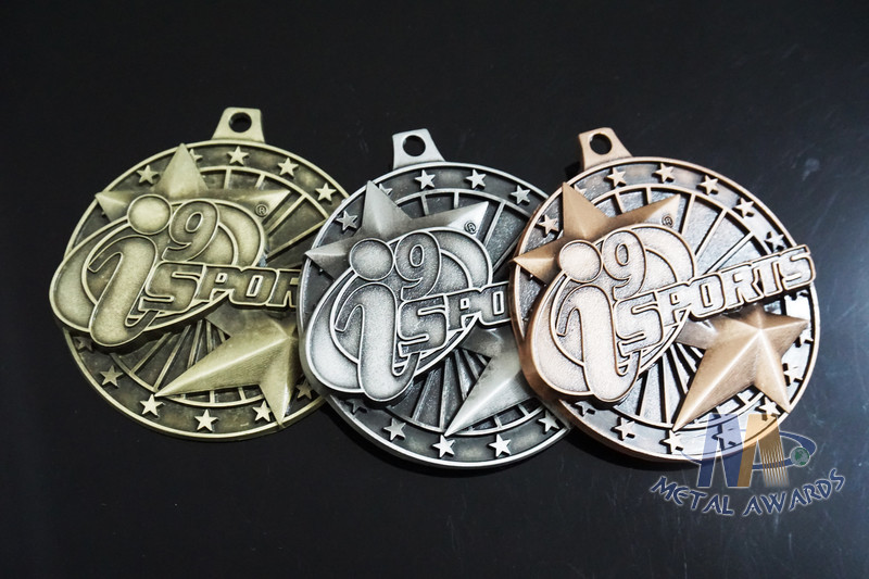 Two 3D Stars Custom Funny Football Engraved Sports Medals Souvenir Medallion Personalized OEM