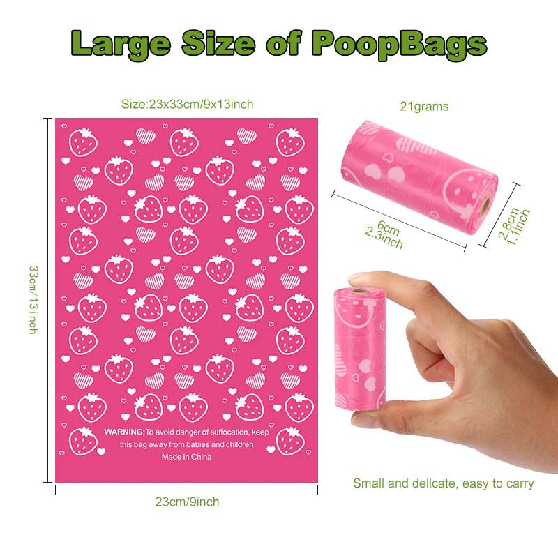 2 Rolls for Delivery 15 pcs Degradable Imported Raw Materials PET Dog Cat POP Garbage Bag