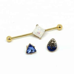 Quality Custom made industrial barbell gold plated jewelry set of industrial piercing wholesale