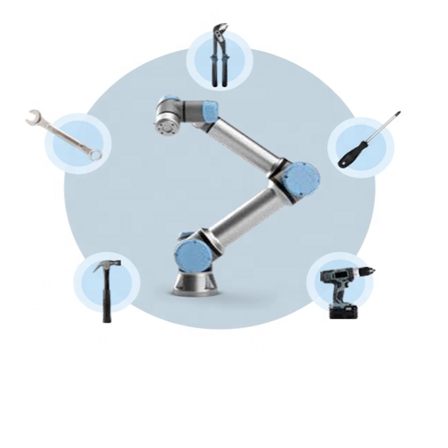 UR 3e collaborative table-top robot used to picking, assembling, and placing parts generally industrial robots arm