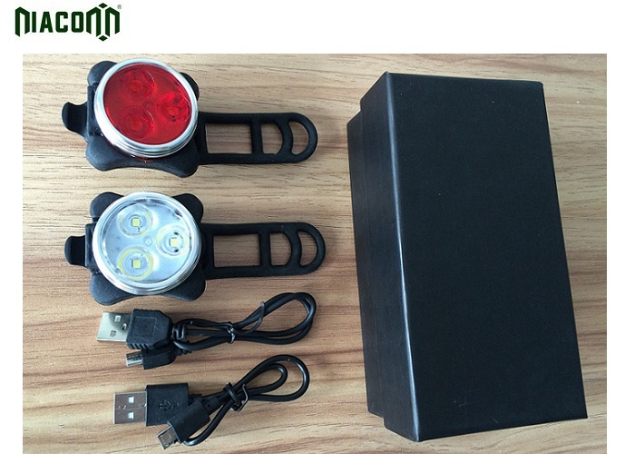 IP68 Waterproof USB Rechargeable Bike Light Set 3xLED 3W 50m*40mm*45mm