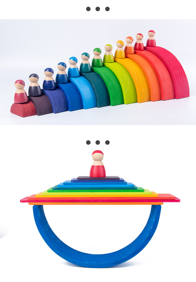 30cm Pine Wooden Blocks Toys Rainbow Building Blocks Tower Toys