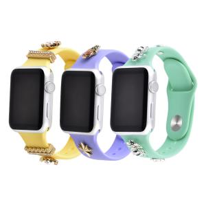 Quality 100% Pure Natural Solid Silicone Watch Band For Apple Series 40mm 44mm wholesale