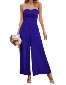 Quality Apparel Manufacturer For Small Business Smmer Women'S Strapless One Piece Backless Pressed Pleated Wide Leg Jumpsuit wholesale