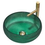European Style Round Shaped Glass Vessel Basins Crystal Bathroom Wash Sinks