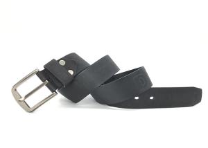 Quality Simple Dark Nickle Buckle Mens Casual Leather Belt With Strip Embossing wholesale