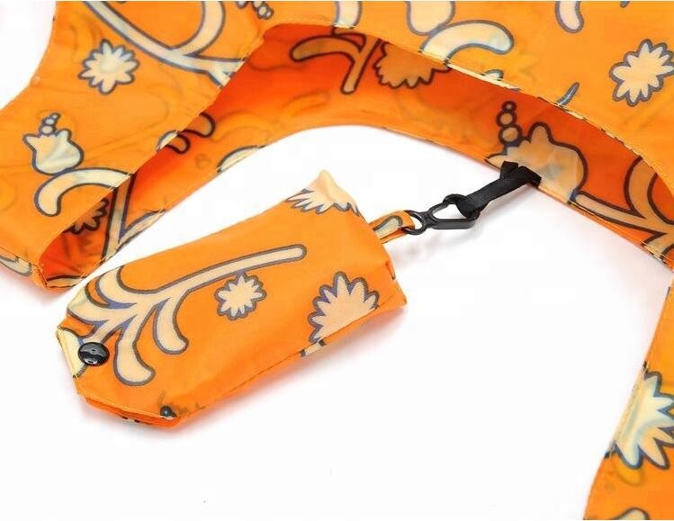 Recycled Foldable Nylon Polyester Tote Bag with logos polyester shopping bag Custom advertising handle non woven bag PAC