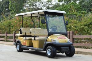 Quality 4 Wheel Drive 6 Seat Electric Golf Cars With Golden Color / Electrical Golf Buggy wholesale