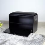 Double Layers 63*34*42 Cm Leather Cover Mirrored Shoe Cabinet