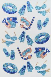 Quality Brightness Glitter Foam Stickers , Summer Beach Foam Stickers PVC PET Material wholesale