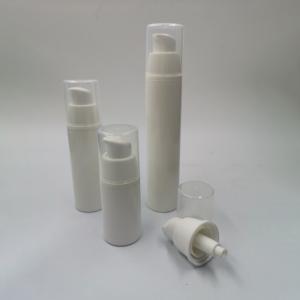 Quality 15ml 30ml 50ml white body overcap plastic PP China manufacturer round dispenser airless pump bottle cosmetic wholesale