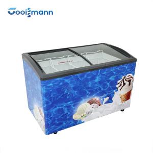 Quality 2m Length Ice Cream Display Freezer Showcase Energy Saving Clear Glass Cabinet wholesale
