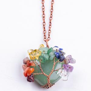 Quality Unisex Green Aventurine Chakra Healing Crystal Necklace Chakra Stone Pendant wholesale