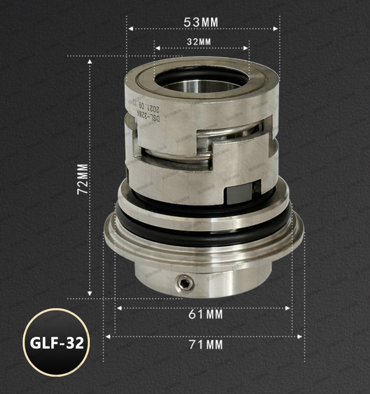 BERGMAN Replace Grundfos GLF-22mm Hexagon CR CRN CRI Pump Mechanical Seal HQQV HQQE 96525490 96525458