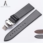 ALK Leather Watch Band Bracelet Strap Butterfly Deployant Clasp Buckle Watchband