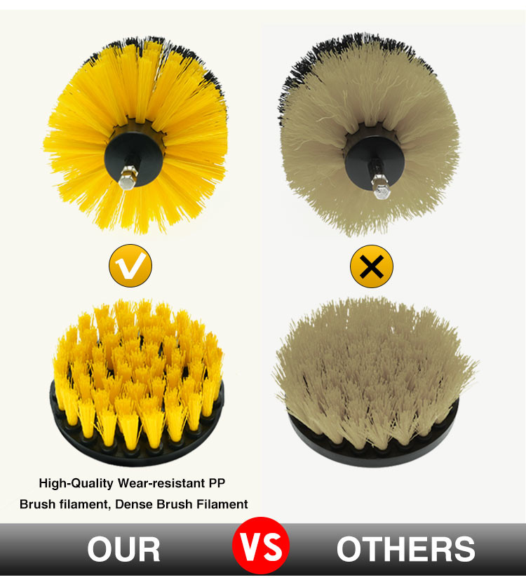 Hot Selling 5Pieces Pp Drill Brush Scrub Attachment Set For Car Carpet Bathroom Cleaning