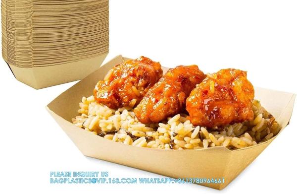 Kraft Paper Food Tray. 3 LB. (100 Pack). Disposable, Recyclable And Fully