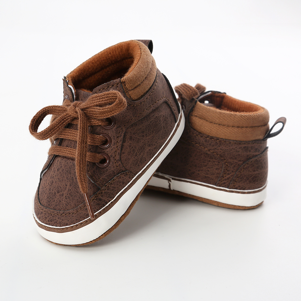 New designed PU Leather shoes soft bottom newborn prewalker toddler boy baby booties
