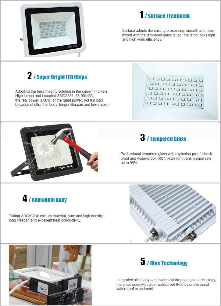 Energy Saving Eco LED SMD Flood Light 50w IP66 4500lm
