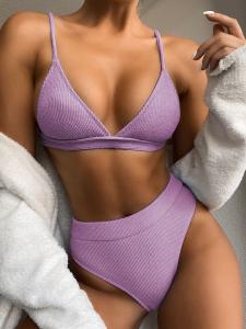 Quality Polyester Fabric Hot Women Bikinis Big Cup Sexy Bikinis At The Beach High Waist Slim wholesale