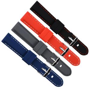 Quality 30mm Classic Stitch Mens Rubber Watch Bands 22mm Silicone Watch Band Quick Release wholesale
