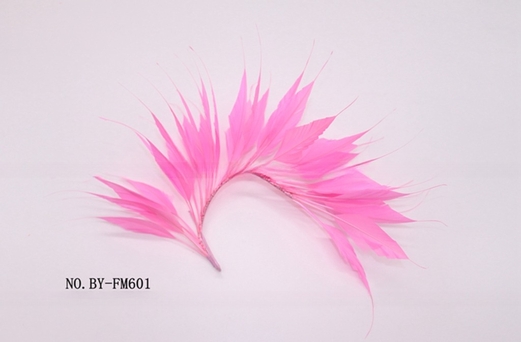 Party Decoration Stripped Goose Feather Flower Mount with Wire Accessory in Bright Colors