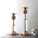 Golden Brass Classic Metal ODM Crystal Candle Holder Craft