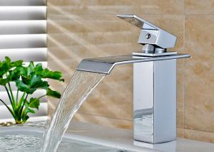 Quality Waterfall Single Hole Bathroom Basin Faucets Solid Brass Materials ROVATE wholesale