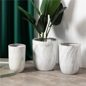 Quality European style home decoration pieces outdoor ceramics cheap flower pots garden marble white big plant pot wholesale