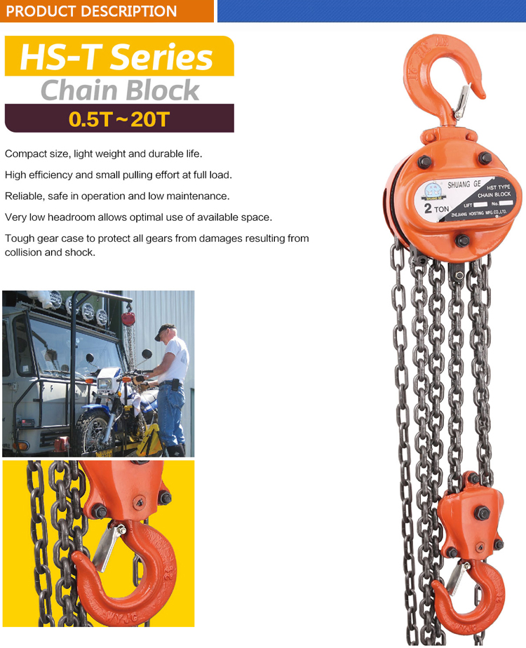 Hoist Winch 10ton Hand Hoist Manual 20 Ton Types of 15 Ton Pulley Chain Block 1 Ton Price