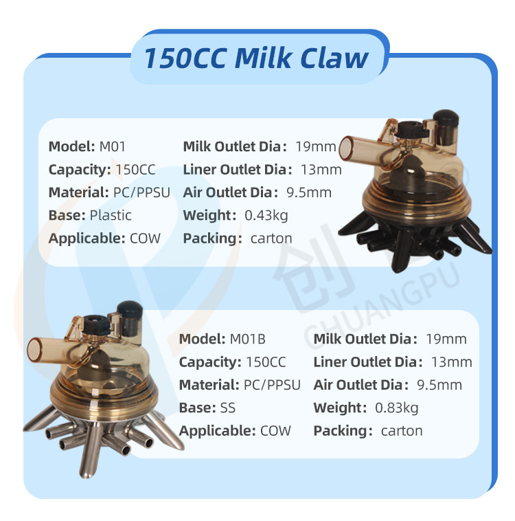 150ml Cow Milking Machine Claw with Shut-off Valve Ensures Clean and Hygienic Milking Process