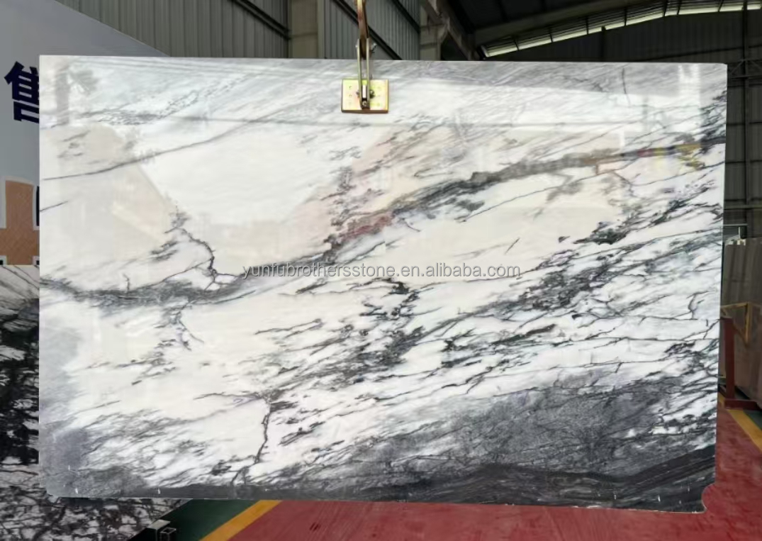 Snow Mountain White Marble Big Slab for Modern Design Dining Table Top Natural Stone