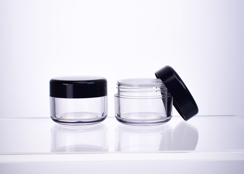 Fancy Thick Wall transparent Recyclable Plastic PET Cosmetic Jar 1OZ For Skincare Face Cream With Classic Cylinder Shape
