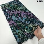 Supoo Aso ebi design flocking velvet lace with sequins Senegal lace fabric