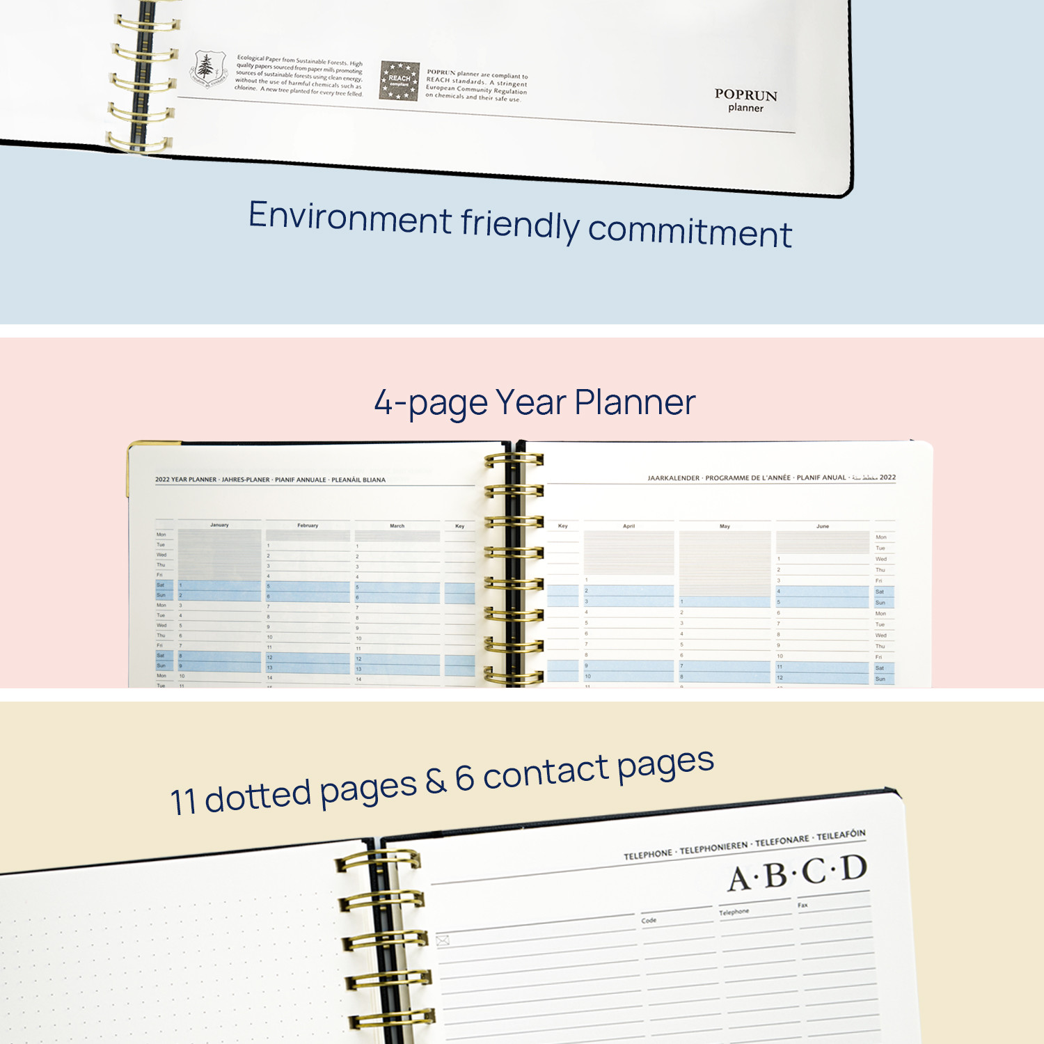 Custom 2023 8.75''x6.63'' Monthly Weekly Planner Medal O Binding