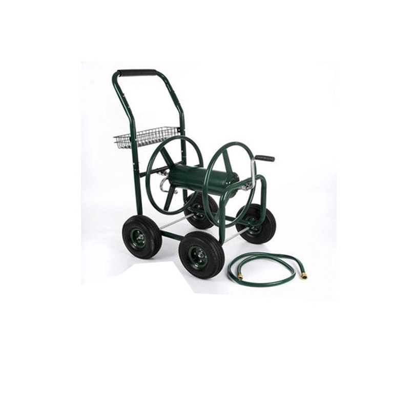 Outdoor Garden Yard Heavy Duty Hose Reel Cart with Stainless Steel and Four Wheels