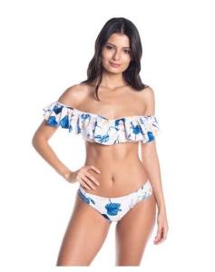 Quality Bandeau Off Shoulder Bikini With Flounce - Cumbia Floral Sweetness wholesale