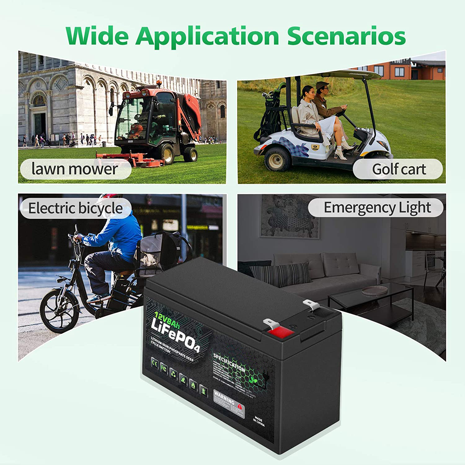 Lightweight 12V 8Ah LiFePO4 Battery / Deep Cycle Rechargeable Battery MSDS