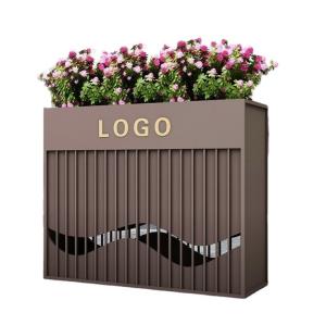 Quality Galvanized steel colorful flower planters pots with words logo wholesale
