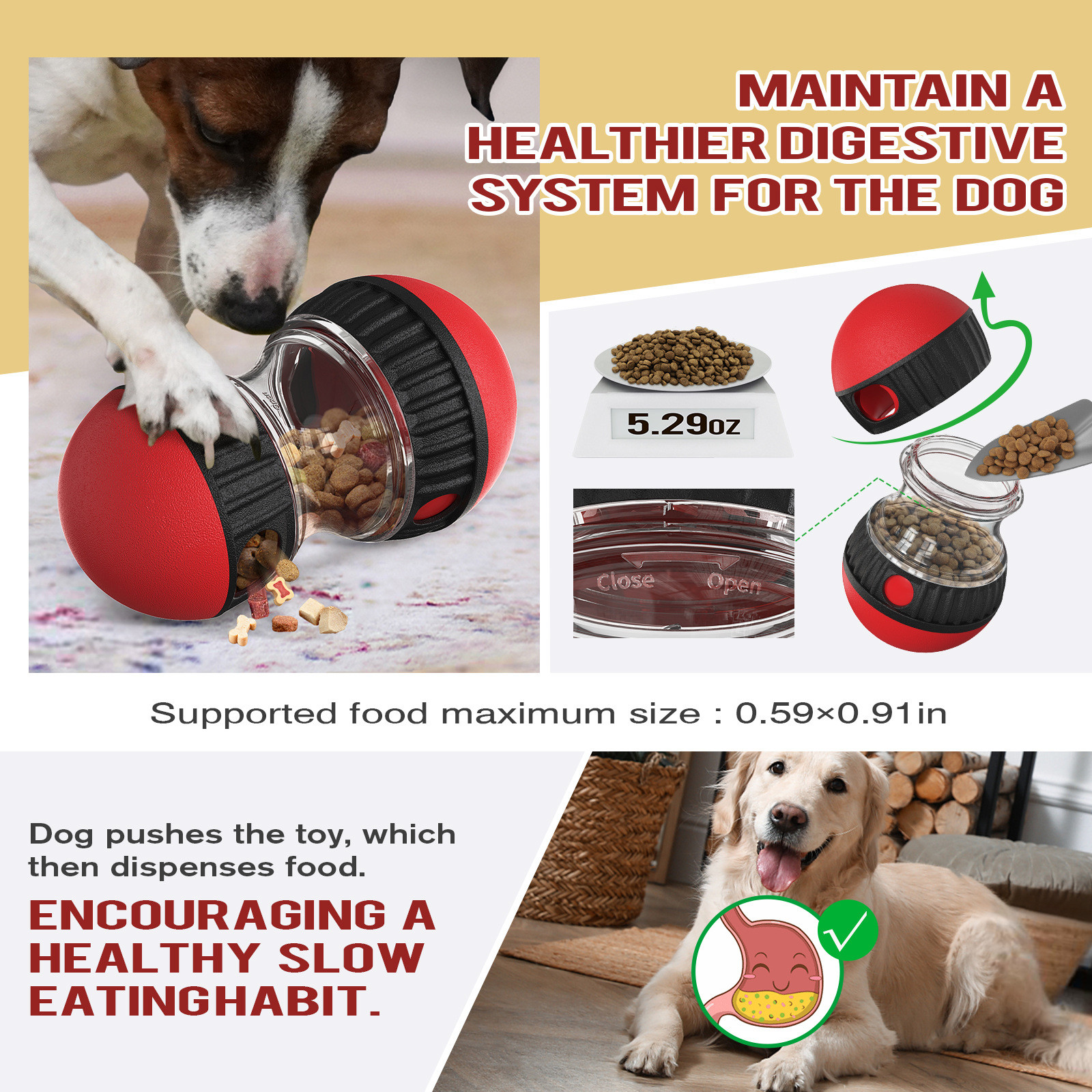 Rotating Slow Feeder Dog Toy – Promote Healthy Eating Habits, Durable Plastic, Wholesale Pet Supplies