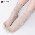 Ladies' Fashion Shiny Gold Silver metallic Yarn Socks Trendy Glittery Slouch