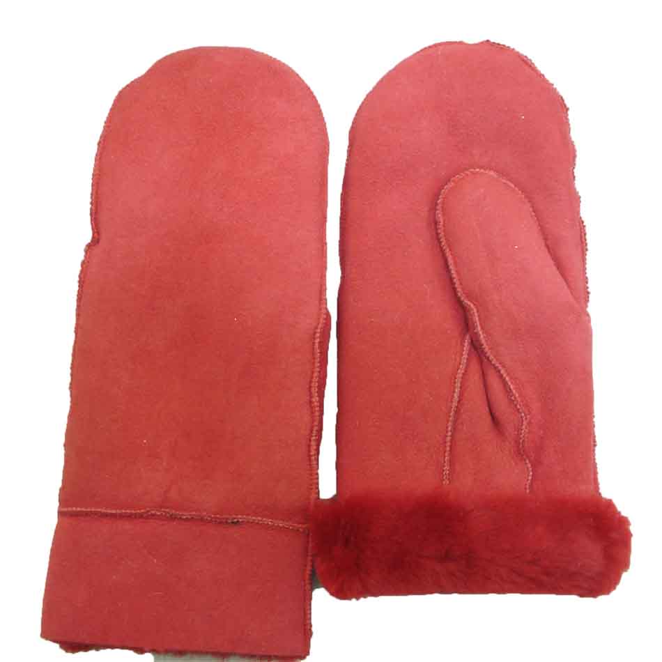 Customized Pig Leather Gloves , Anti Cold Leather Mittens With Wool Liners