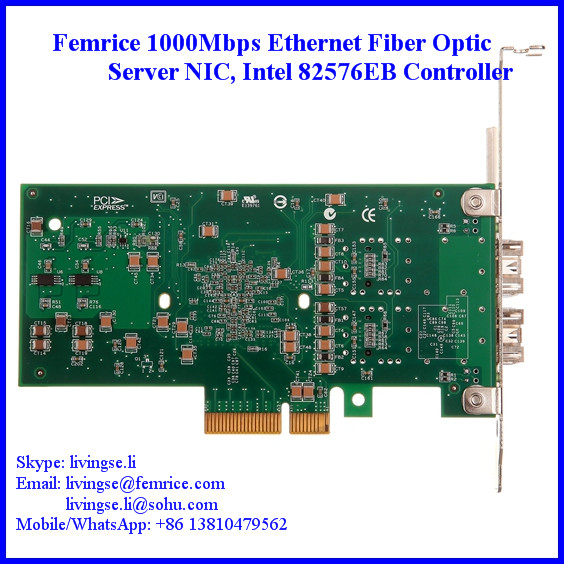 1000Mbps Ethernet Dual Port Server Network Card, SFP*2 Slot, PCI Express x4, LC Fiber Femrice 10002EF