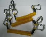 Safety Life Belt Wire Reinforced Coiled Cable Clear PU Coated w/Carabiner Ends