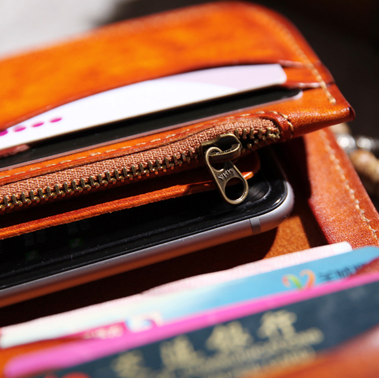 2023 Vintage Handmade Leather Long Wallet Genuine Cowhide Leather Japanese Style For Man
